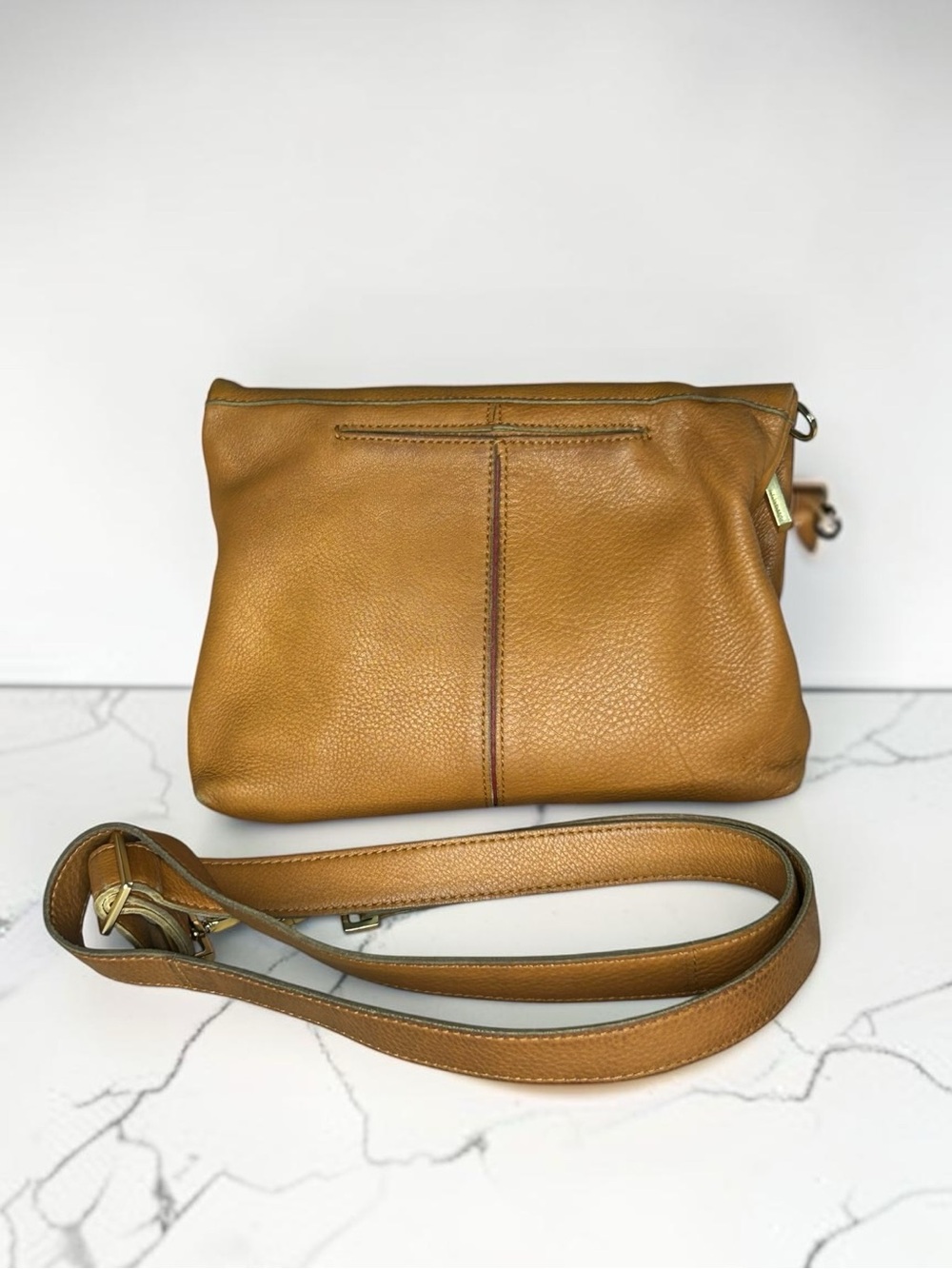 Hammitt Cognac Brown Leather Crossbody Bag with Brushed Gold Hardware - Picture 7 of 11